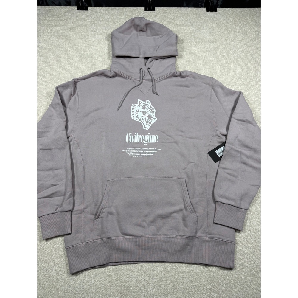 Civil Regime Darc Sport Wolf Bloom French Terry Hoodie Quartz Mens Large NEW
